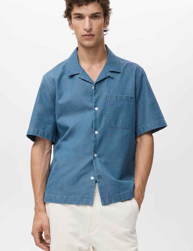 Mango shirt chambreh in Indigo