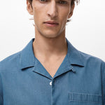 Mango shirt chambreh in Indigo - D1