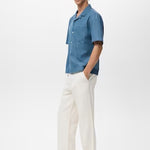 Mango shirt chambreh in Indigo - D2