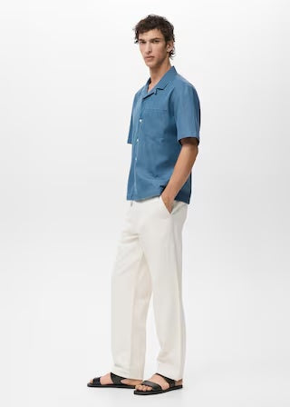 Mango shirt chambreh in Indigo - D2