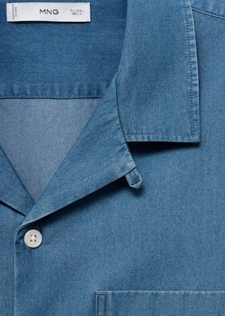 Mango shirt chambreh in Indigo - D8