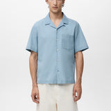 Mango shirt chambreh in Light Denim
