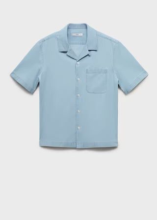 Mango shirt chambreh in Light Denim - B