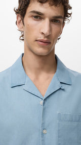 Mango shirt chambreh in Light Denim - D1