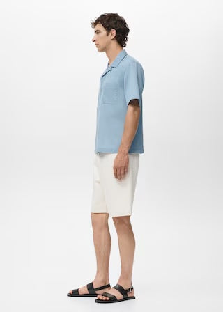 Mango shirt chambreh in Light Denim - D2