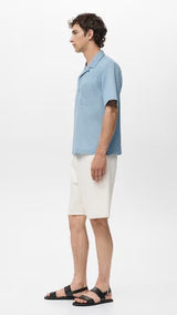 Mango shirt chambreh in Light Denim - D2