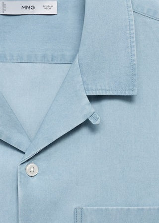 Mango shirt chambreh in Light Denim - D8