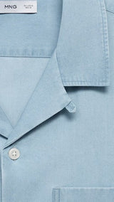 Mango shirt chambreh in Light Denim - D8
