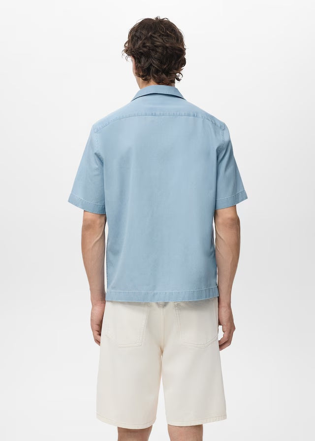 Mango shirt chambreh in Light Denim - R