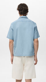Mango shirt chambreh in Light Denim - R