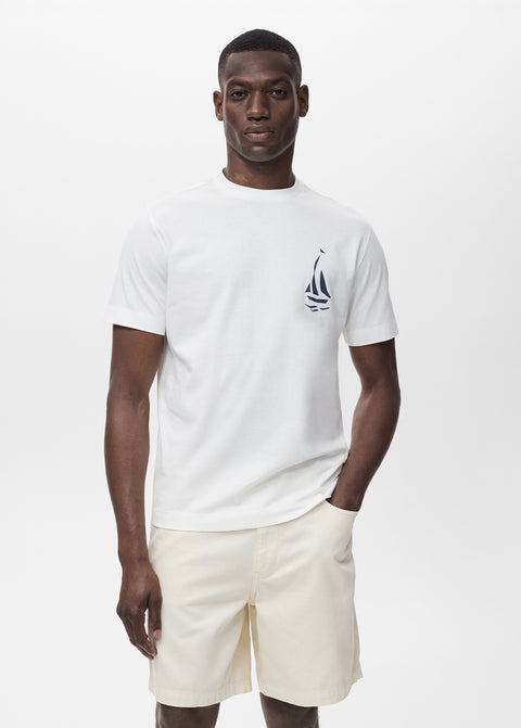 Mango t-shirt barco in white