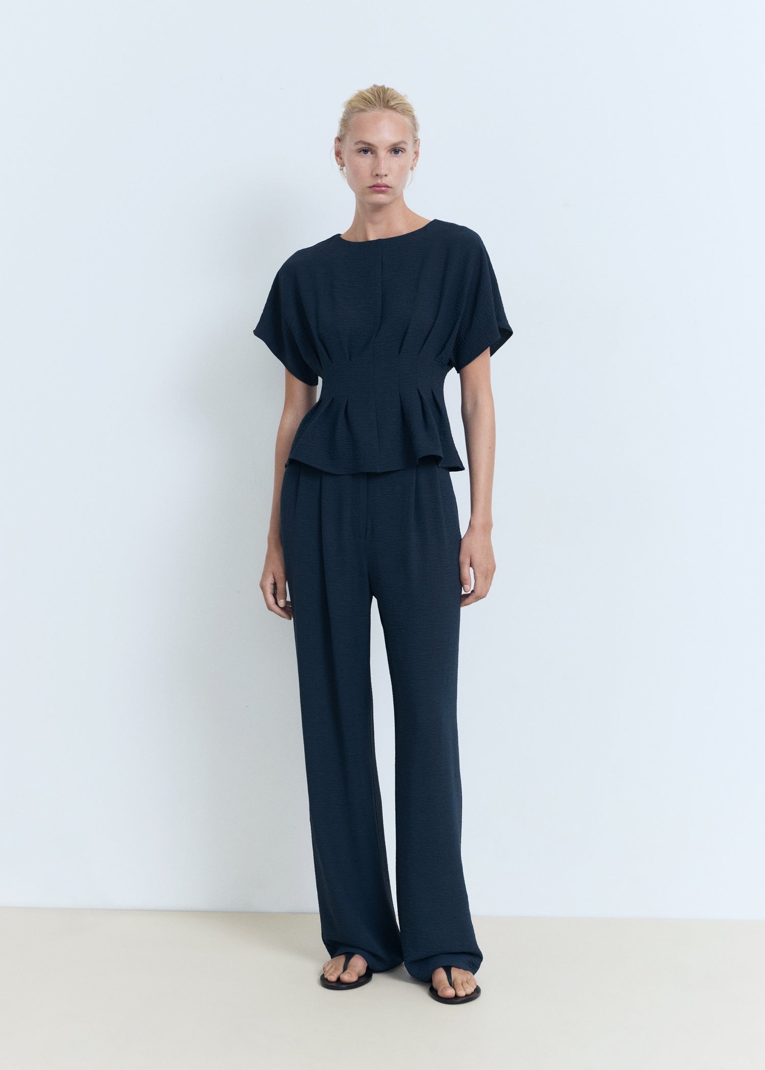 Mango trousers peplum in Navy - 99999999_01