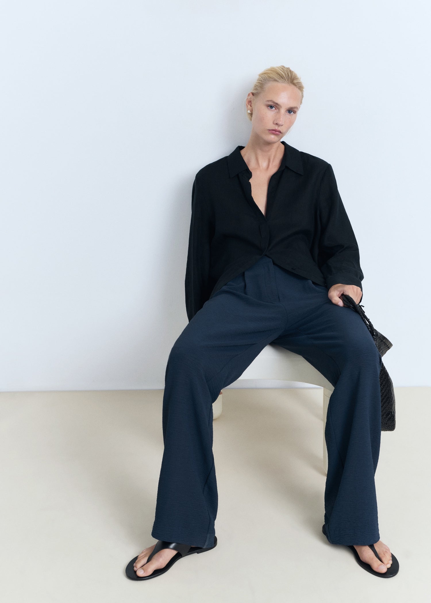 Mango trousers peplum in Navy - D2