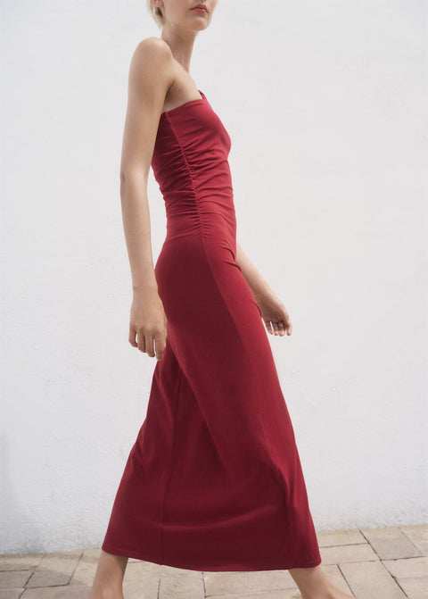 Mango dress cuba in burgundy