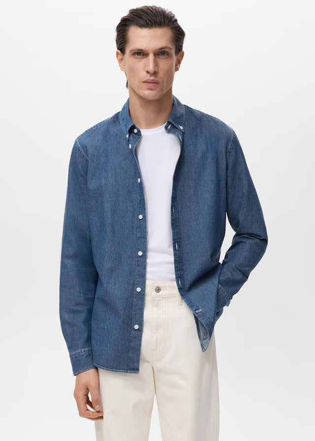 Mango shirt corinto in Medium Denim