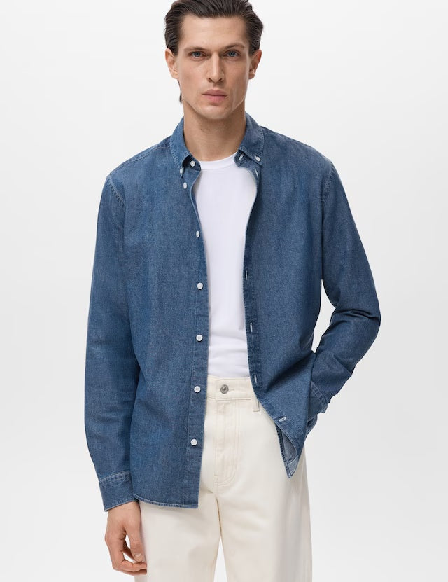 Mango shirt corinto in Medium Denim