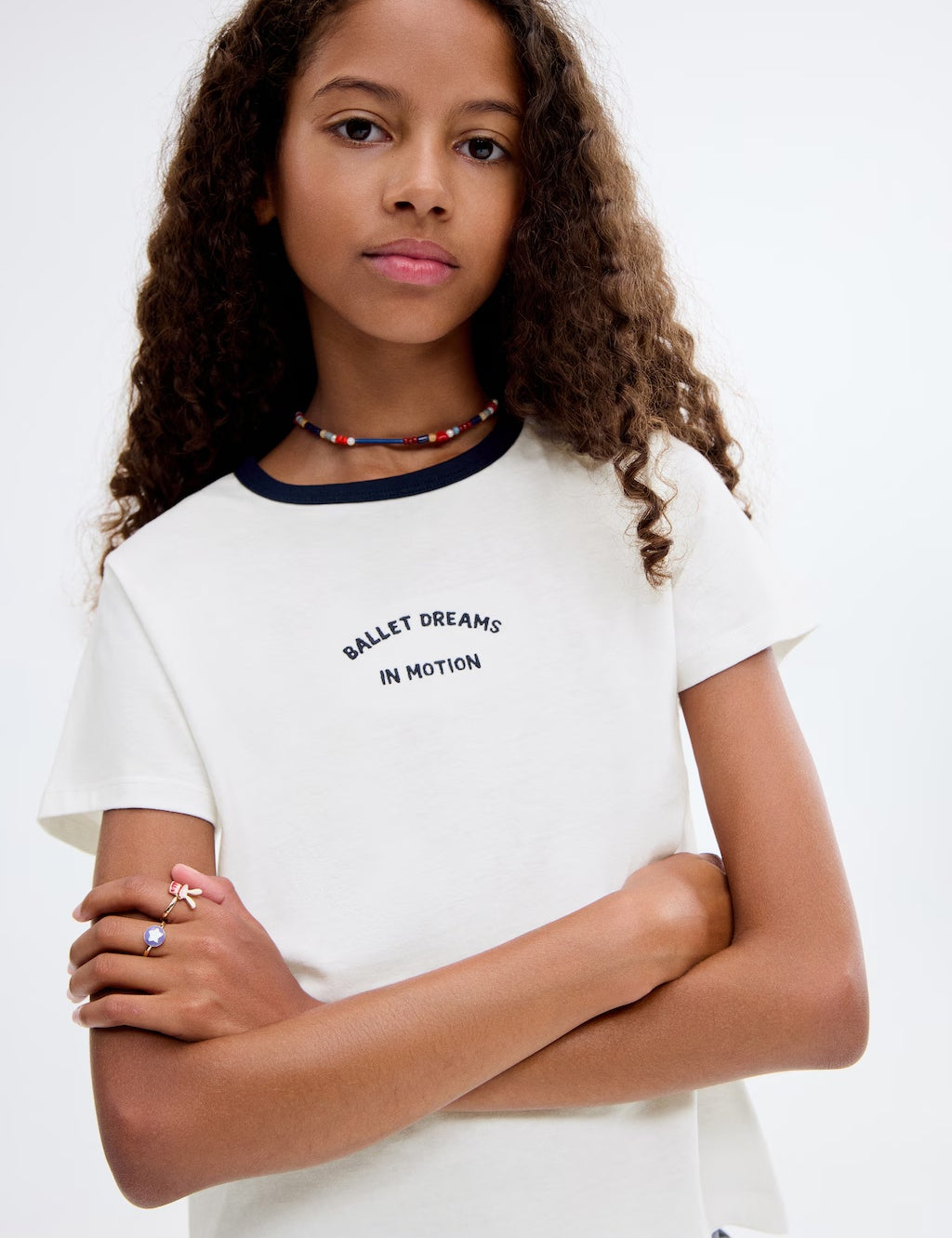 Mango t-shirt contrast in Off White