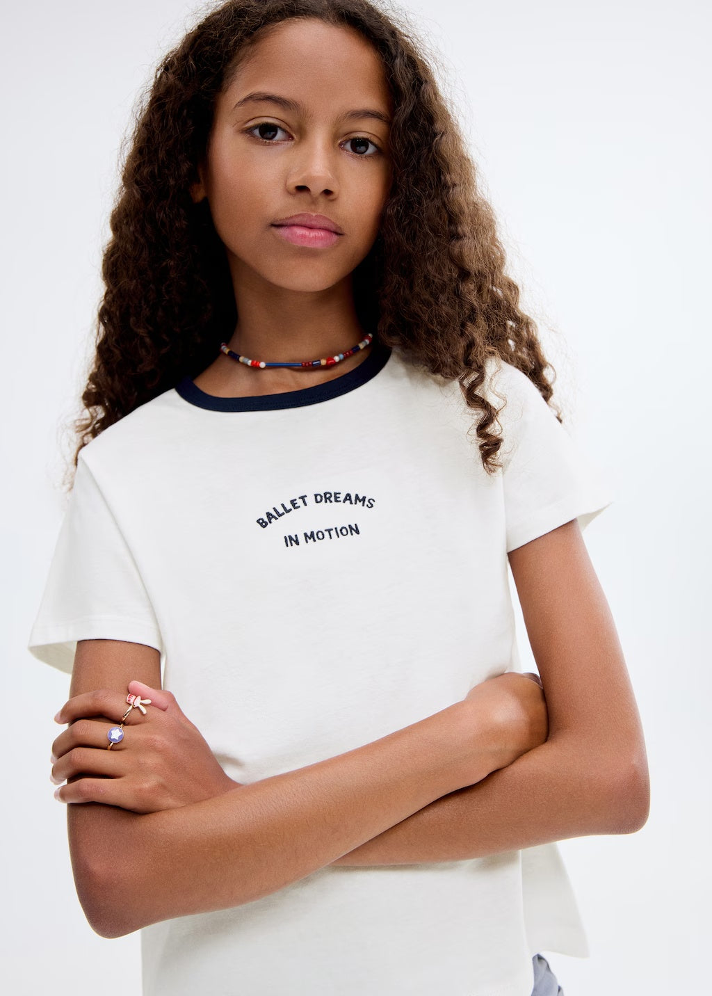 Mango t-shirt contrast in Off White
