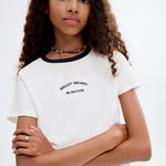 Mango t-shirt contrast in Off White