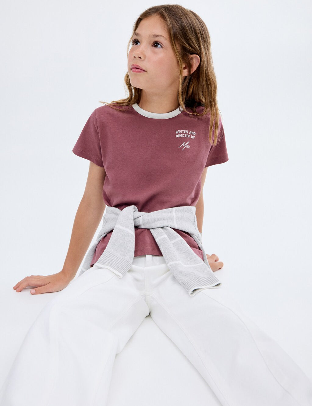 Mango t-shirt contrast in Cherry