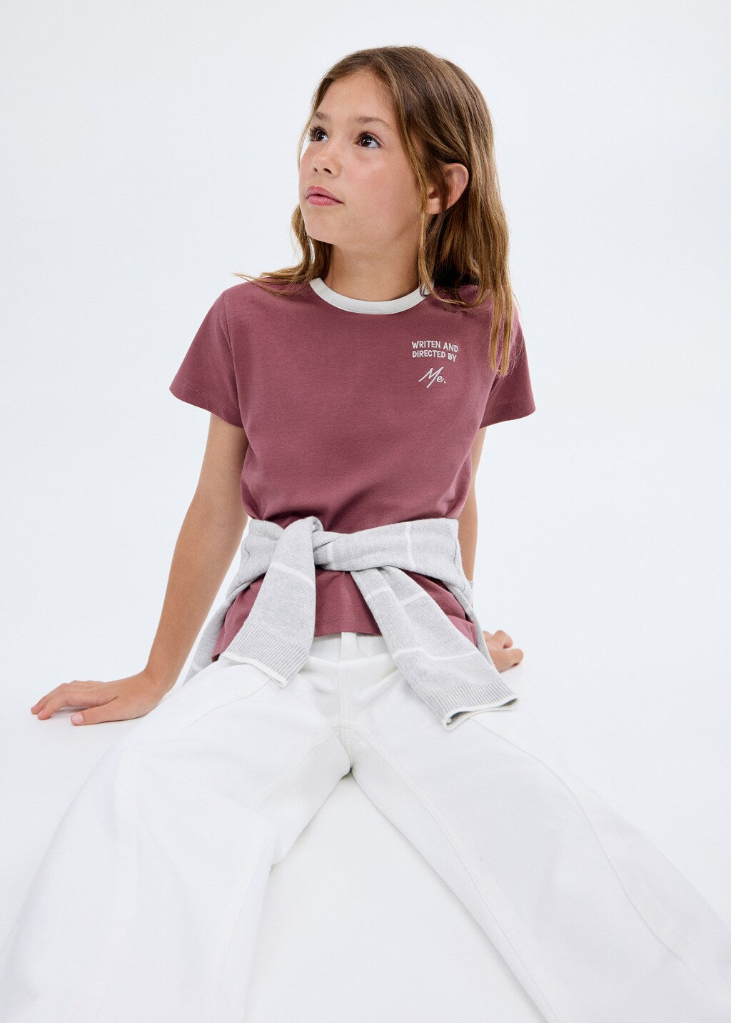 Mango t-shirt contrast in Cherry