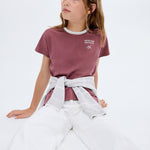 Mango t-shirt contrast in Cherry