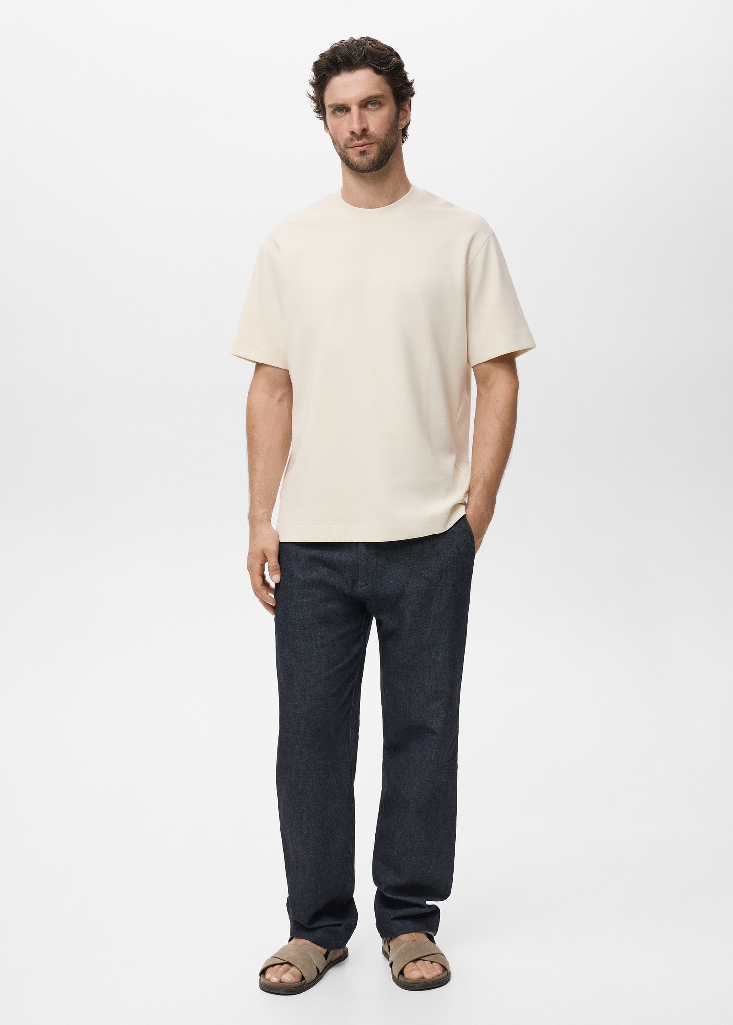 Mango t-shirt londonc in Sand - 99999999_01