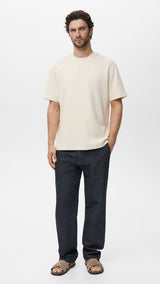 Mango t-shirt londonc in Sand - 99999999_01