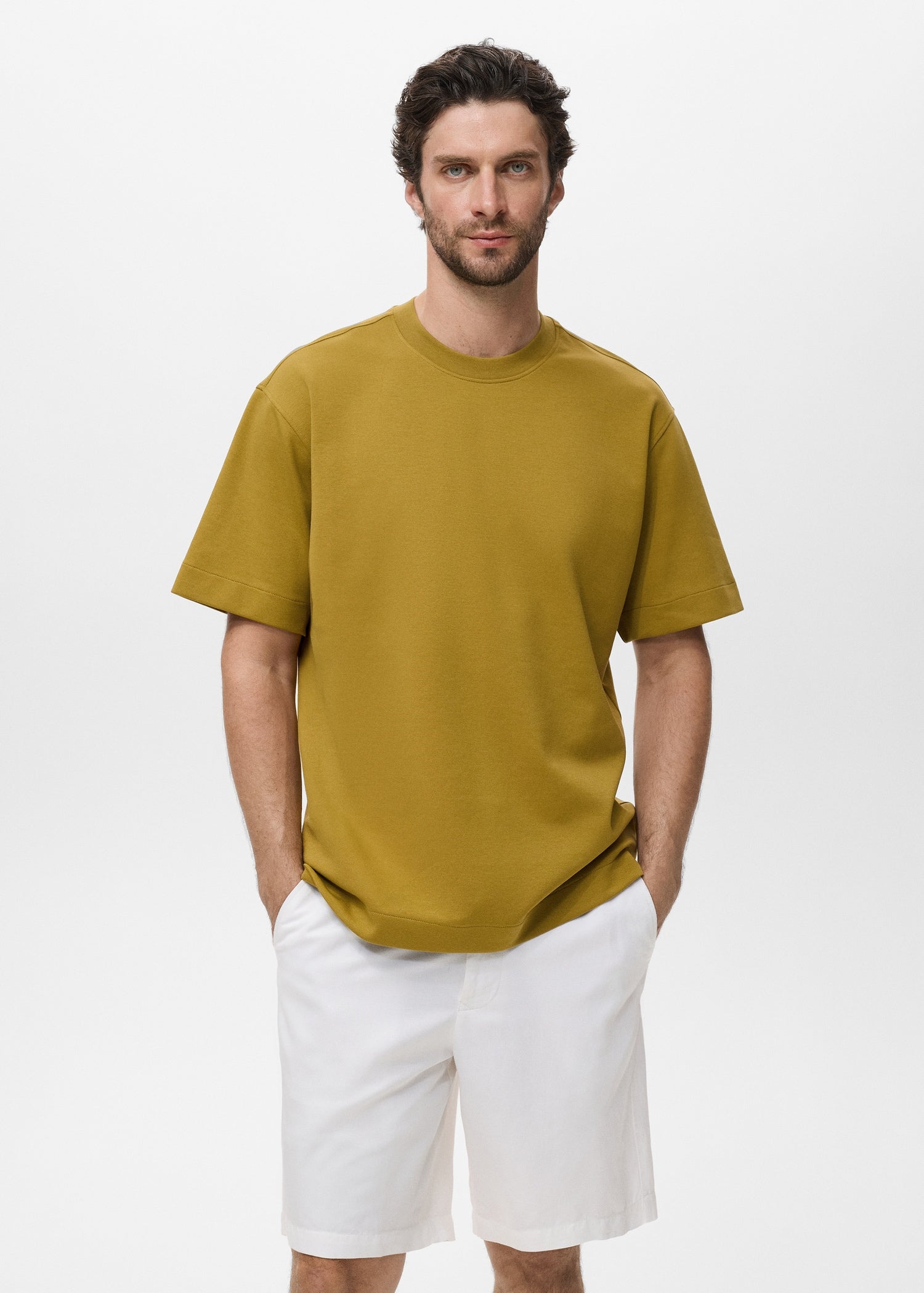 Mango t-shirt londonc in Ochre