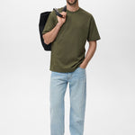 Mango t-shirt londonc in Khaki - 99999999_01