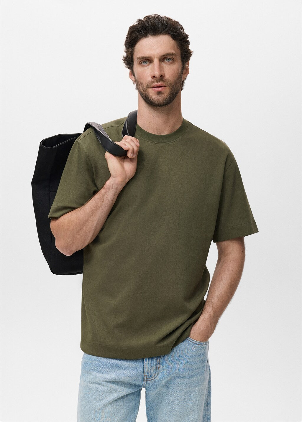 Mango t-shirt londonc in Khaki