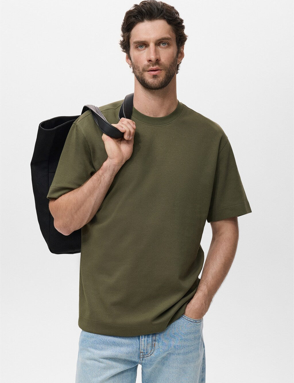 Mango t-shirt londonc in Khaki