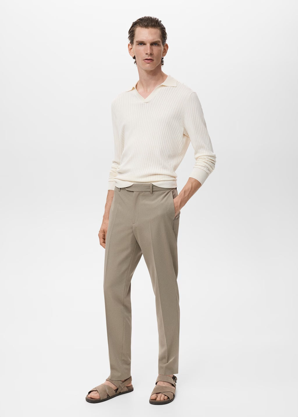 Mango trousers stanford in Khaki - 99999999_01