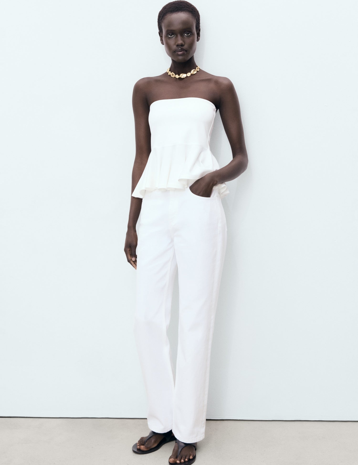 Mango top peplum in White - 99999999_01