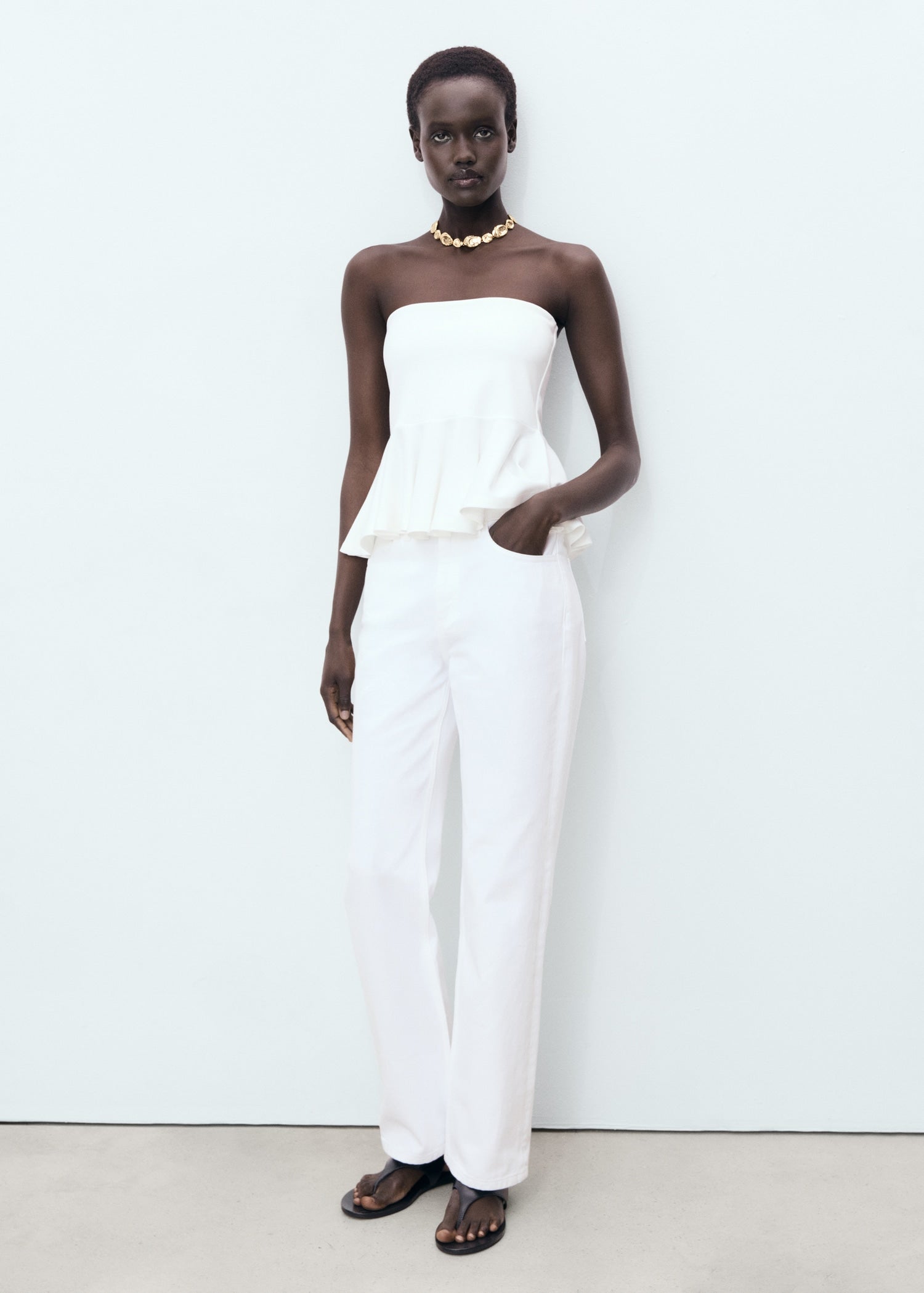 Mango top peplum in White - 99999999_01