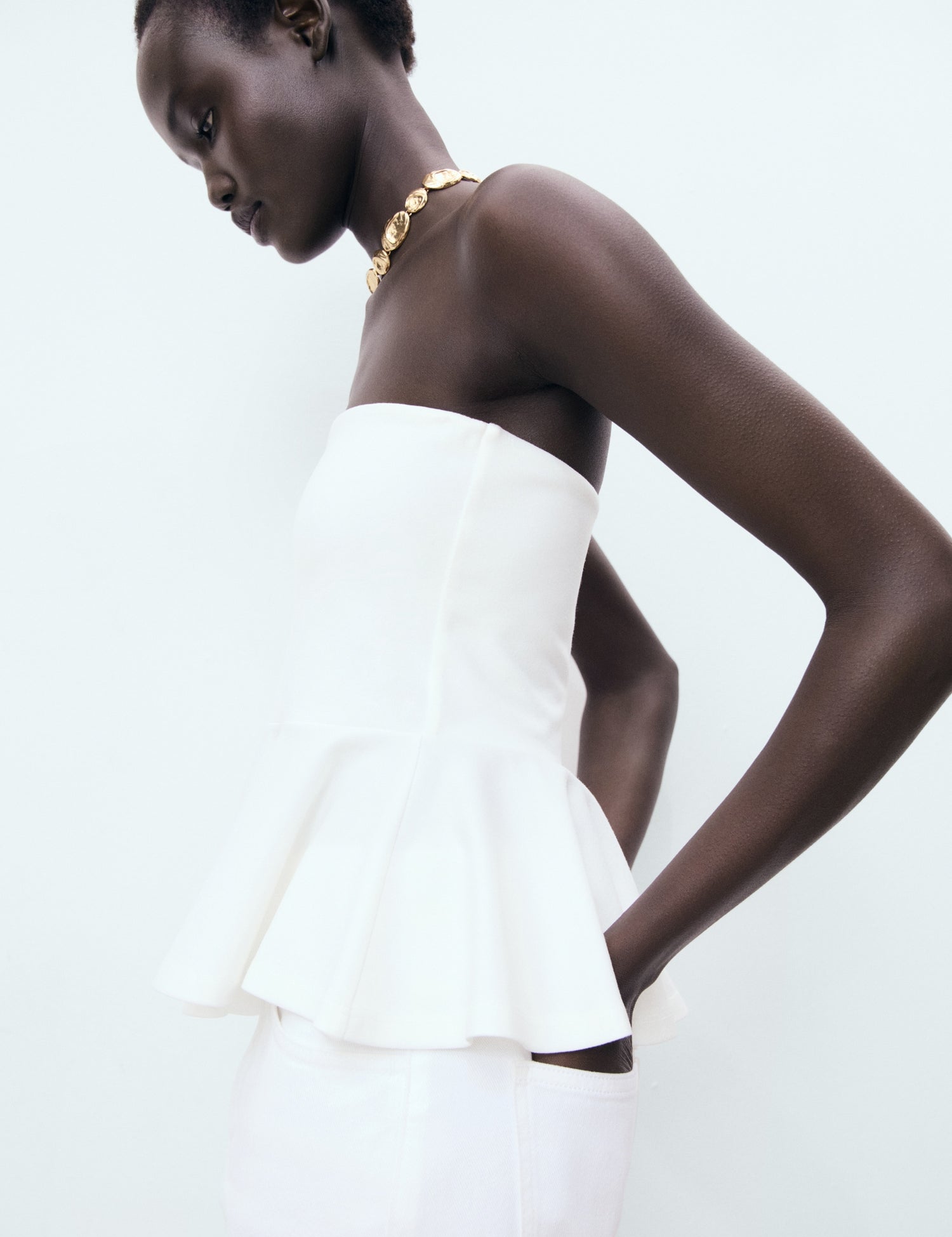 Mango top peplum in White