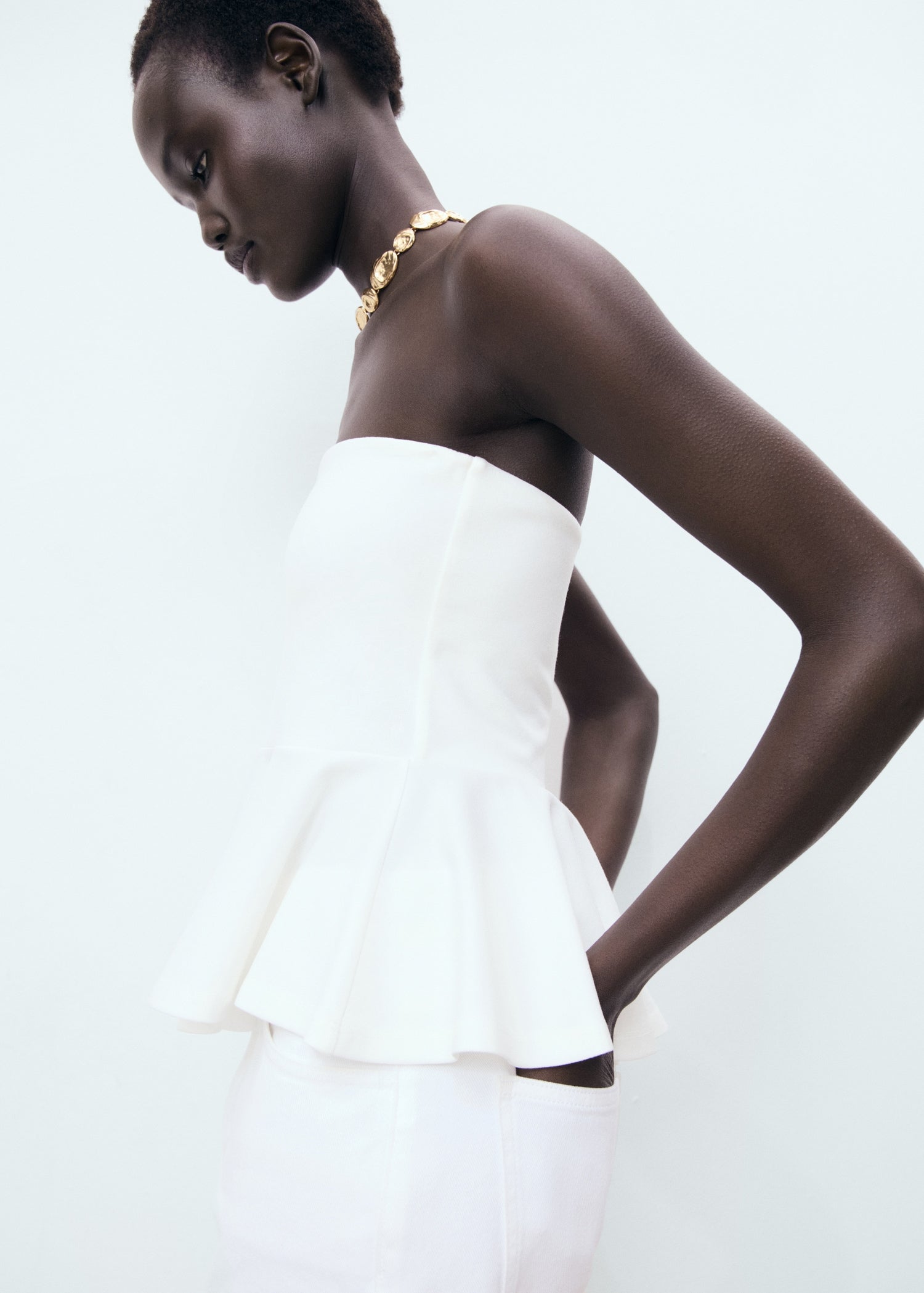 Mango top peplum in White