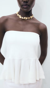 Mango top peplum in White - D6