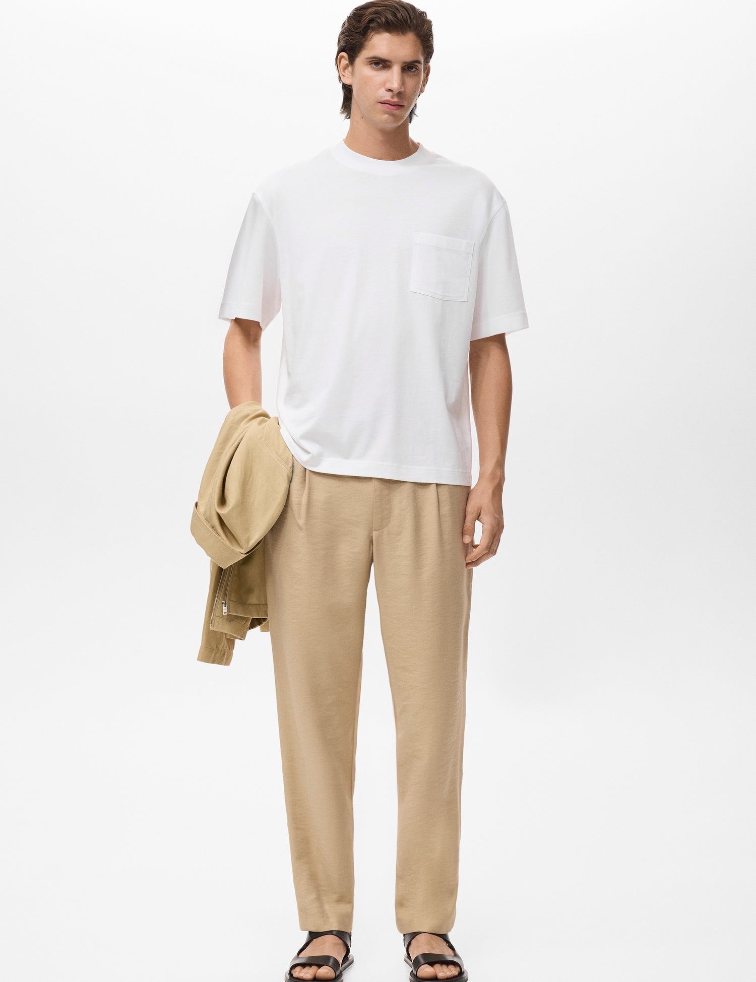 Mango t-shirt single in Off White - 99999999_01