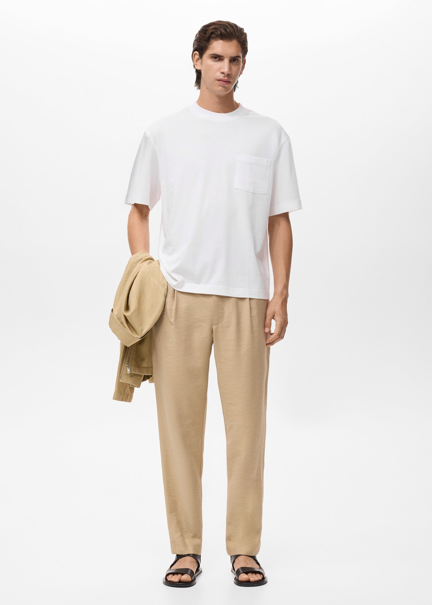 Mango t-shirt single in Off White - 99999999_01