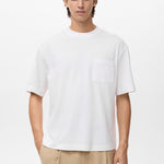 Mango t-shirt single in Off White