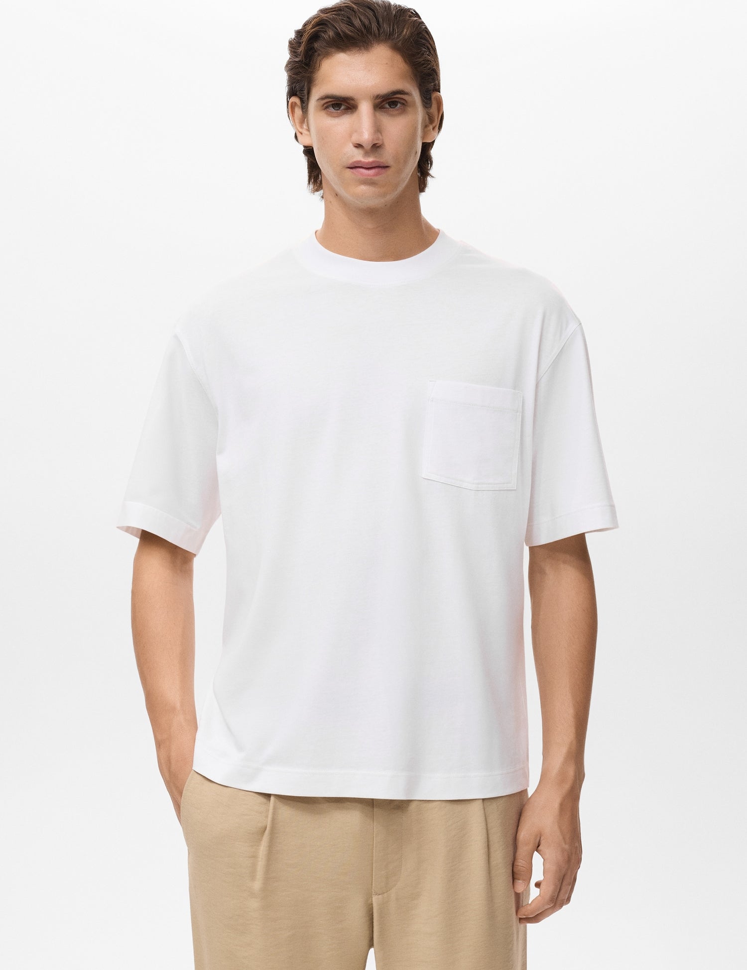 Mango t-shirt single in Off White