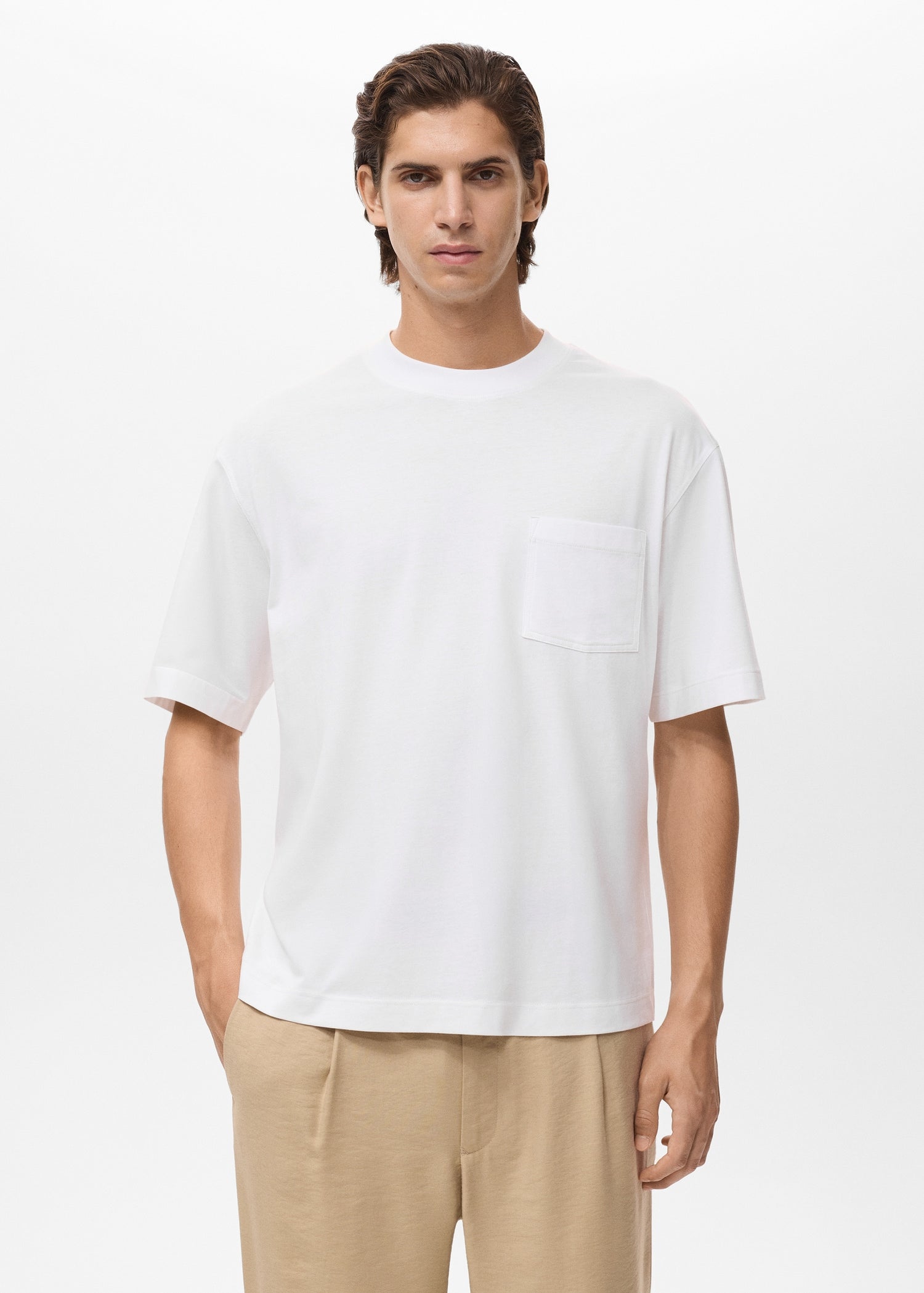 Mango t-shirt single in Off White