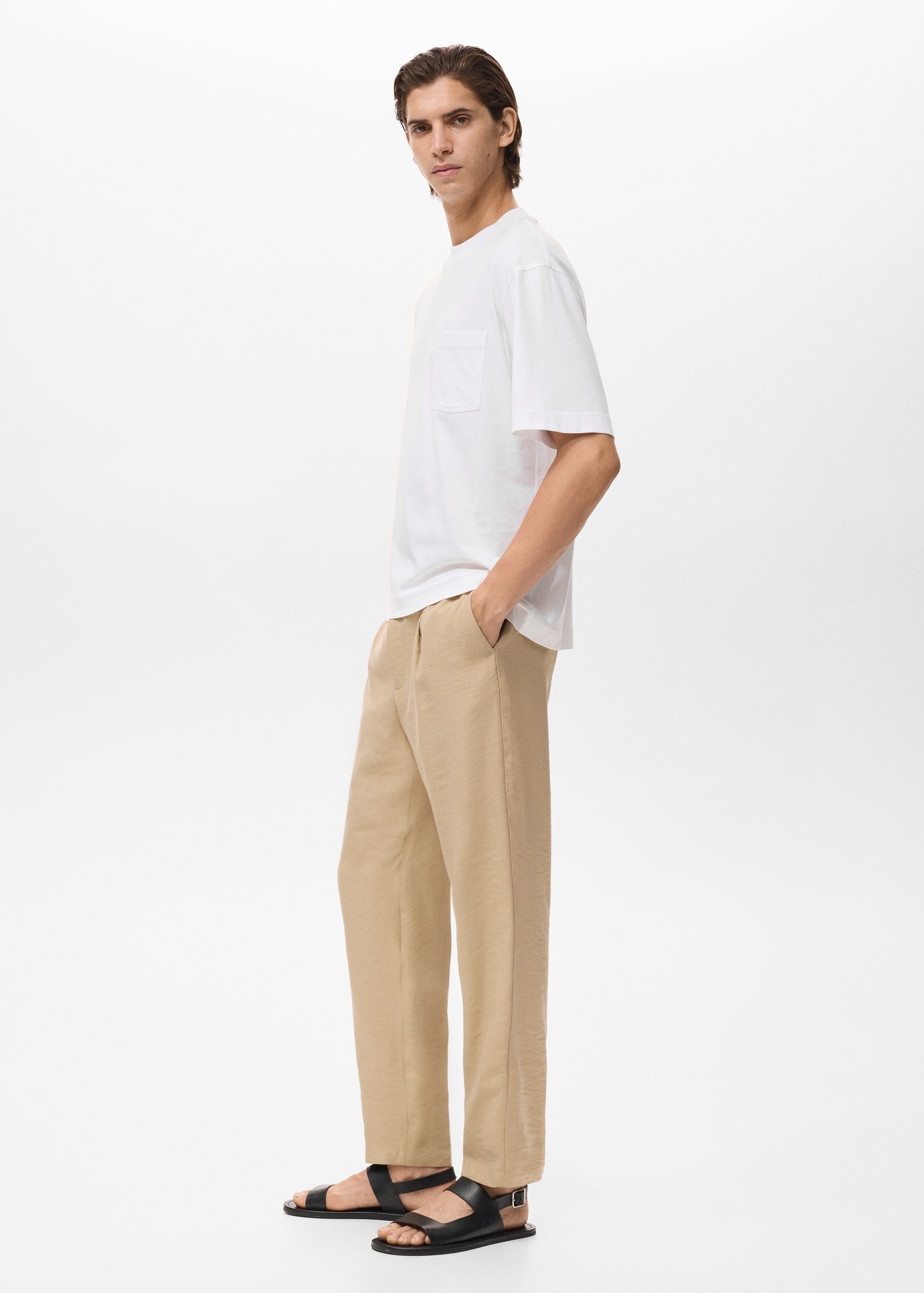 Mango t-shirt single in Off White - D2