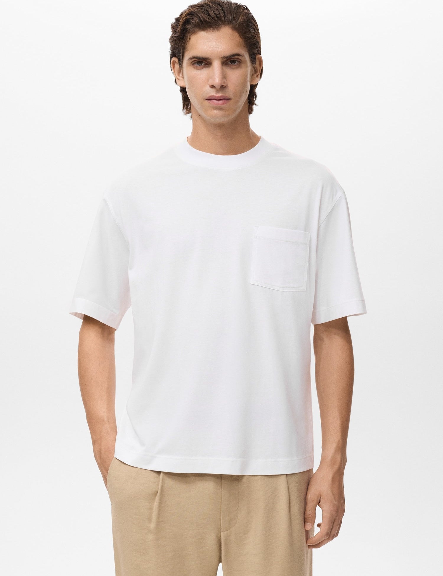Mango t-shirt single in Off White