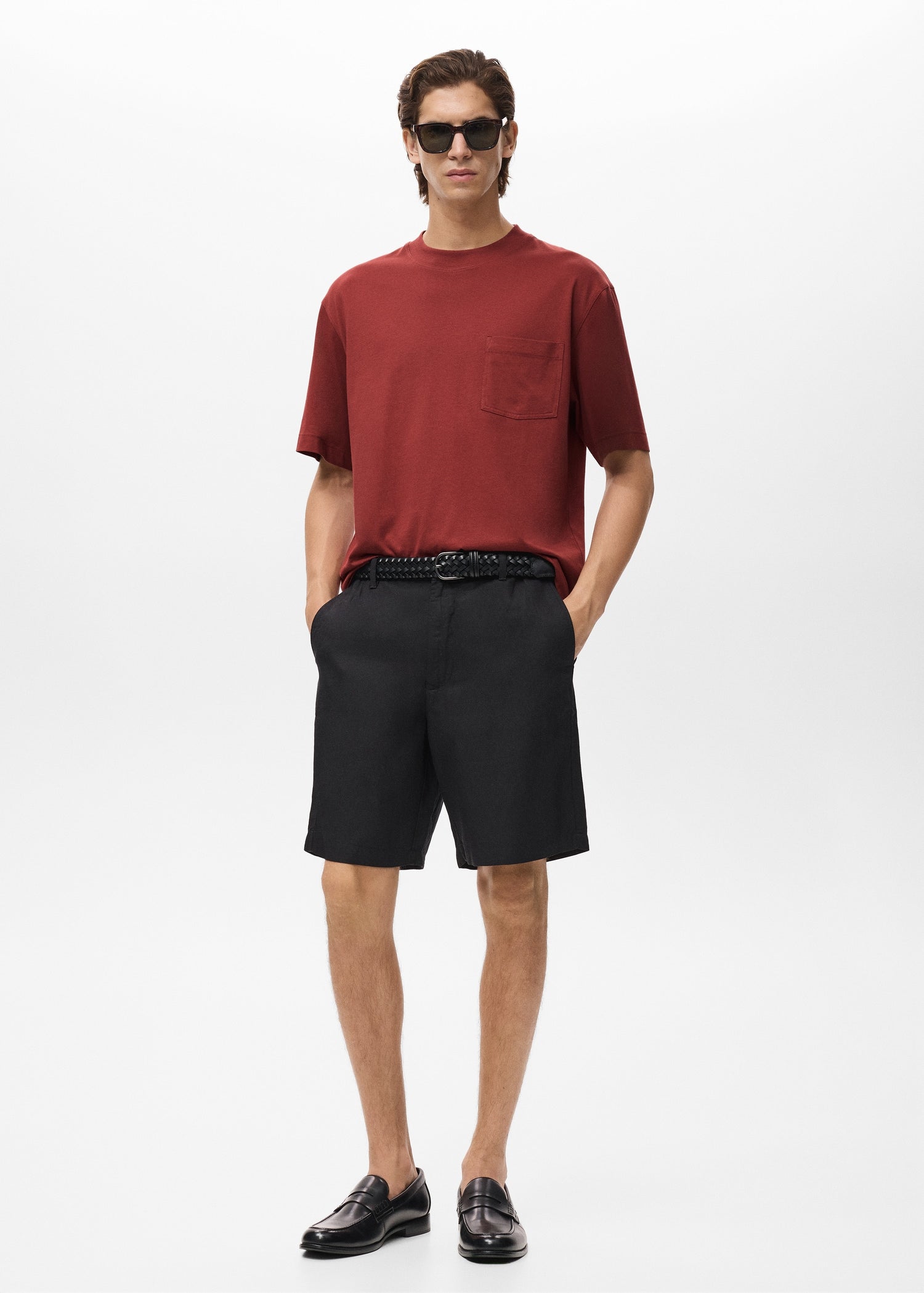 Mango t-shirt single in Cherry - 99999999_01