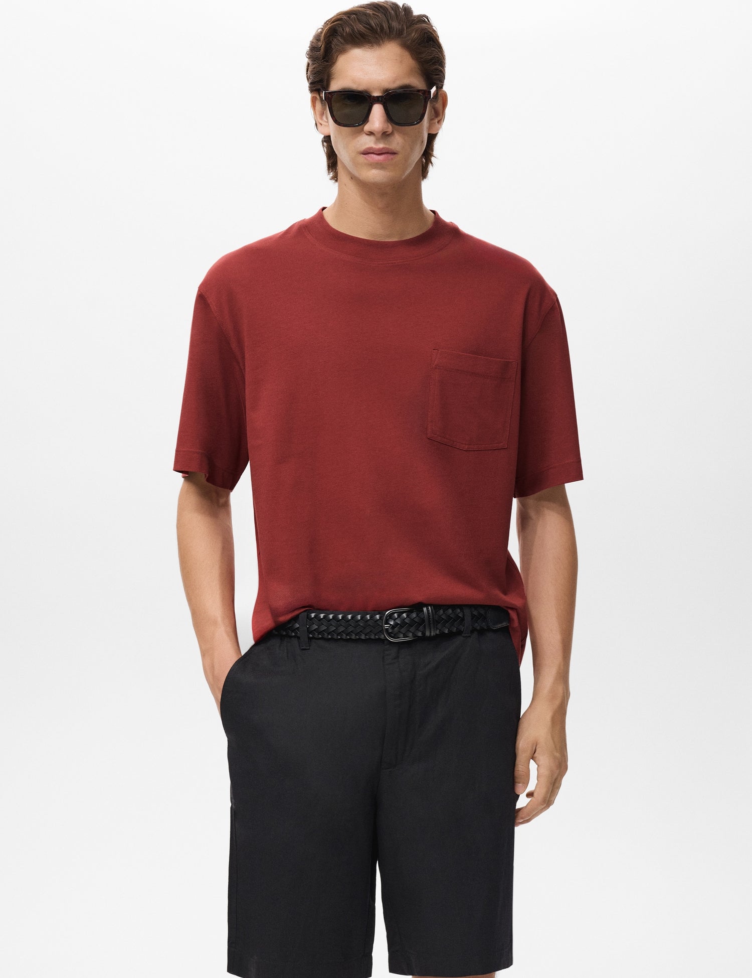 Mango t-shirt single in Cherry