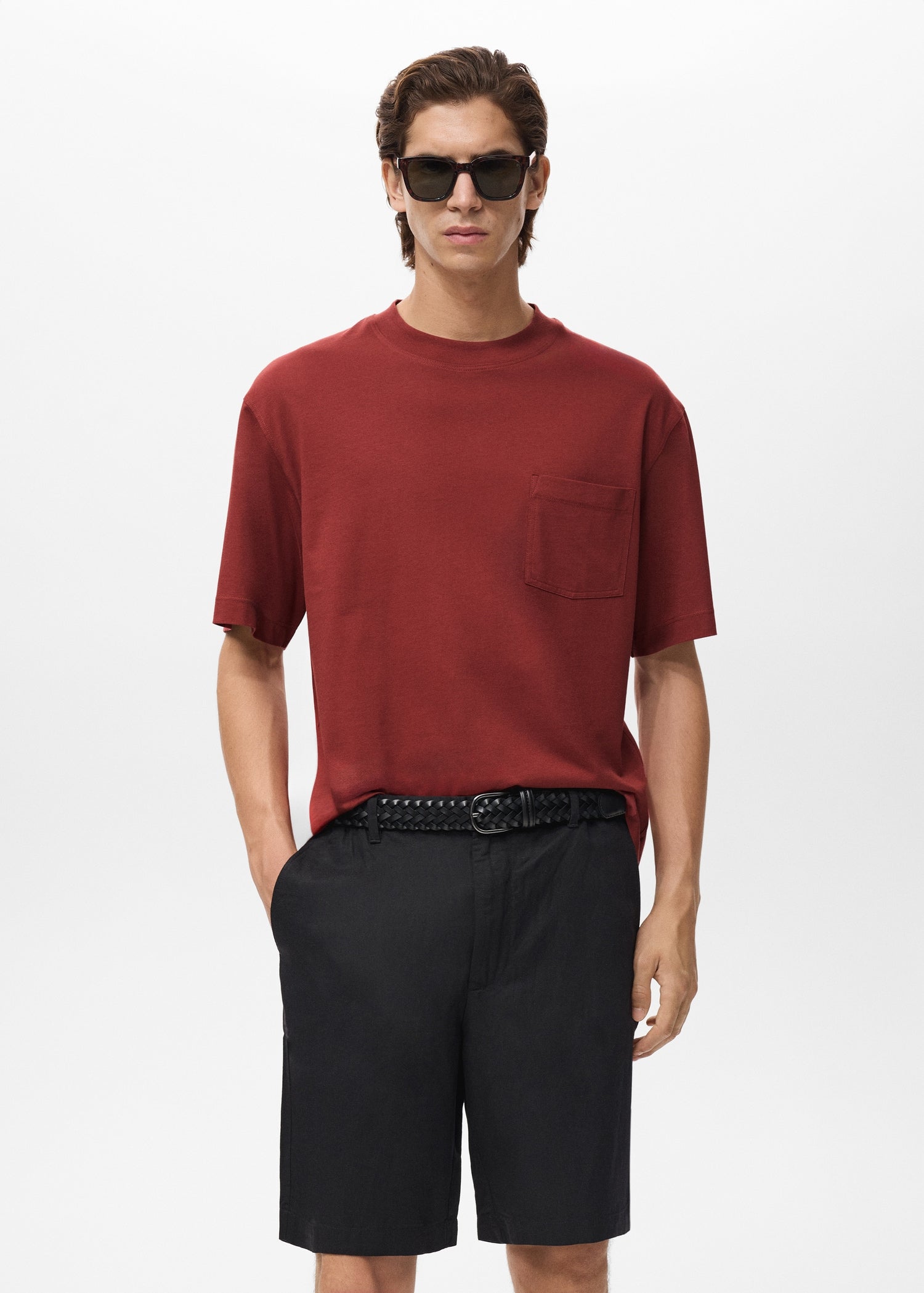 Mango t-shirt single in Cherry
