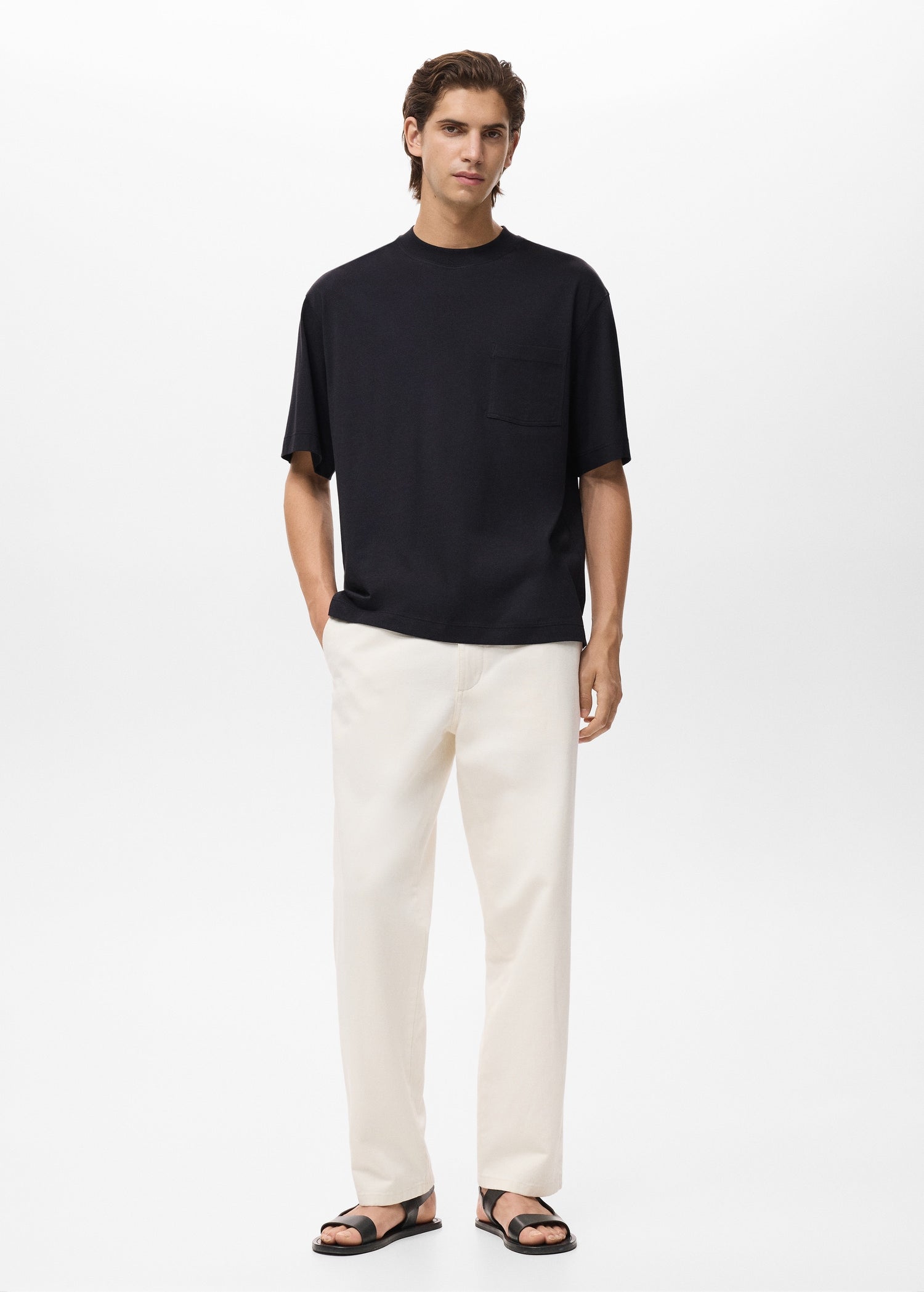 Mango t-shirt single in Black - 99999999_01