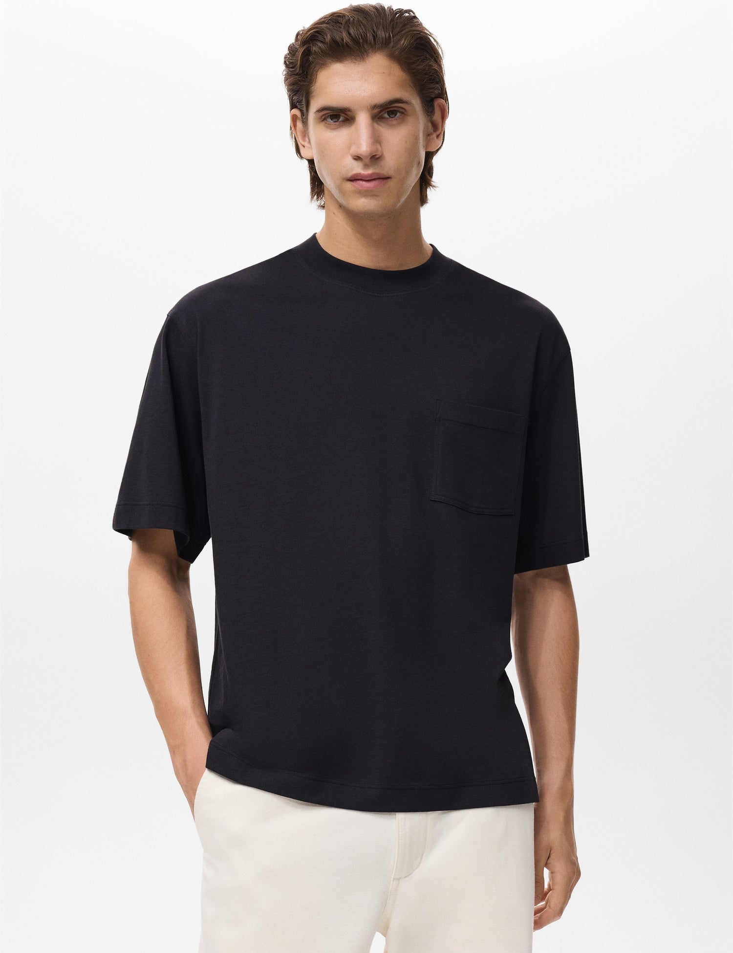 Mango t-shirt single in Black